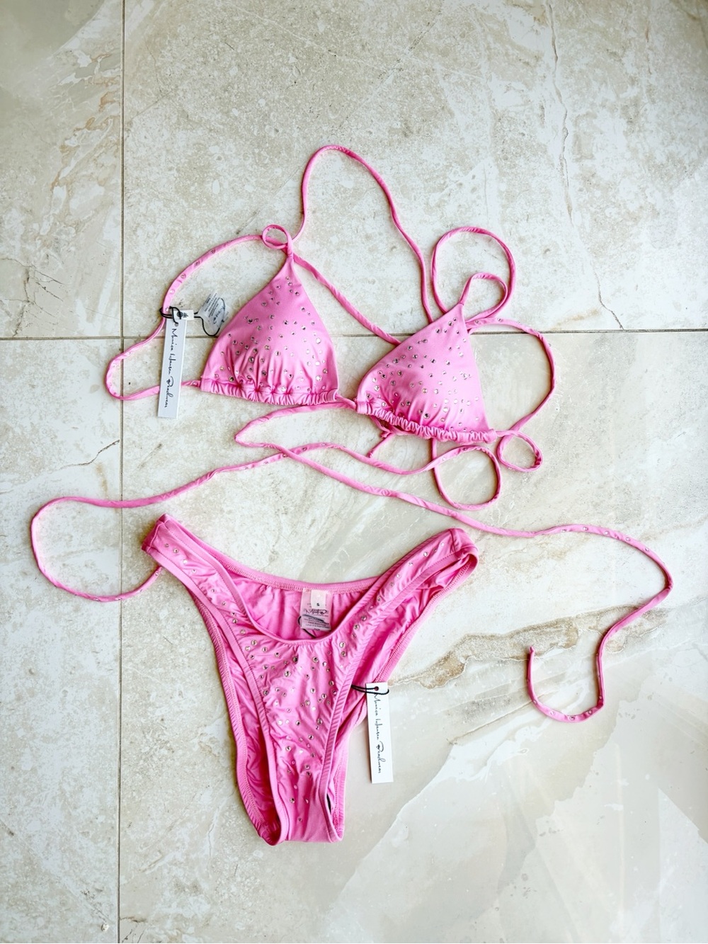 Monica Hansen Rhinestone Bikini Set NWT size S